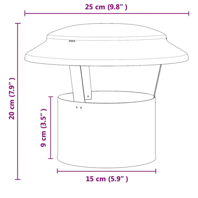 vidaXL Lietus vāks skurstenim Sudraba 25 x 25 x 20 cm