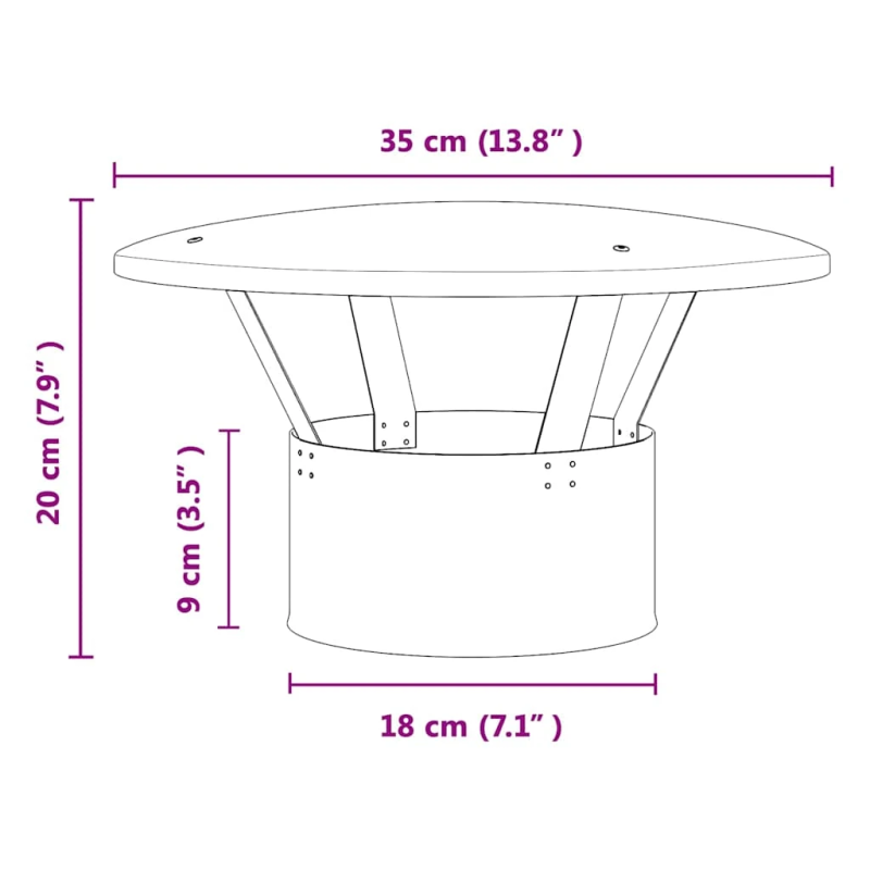 vidaXL Lietus vāks skurstenim Sudraba 35 x 35 x 20 cm