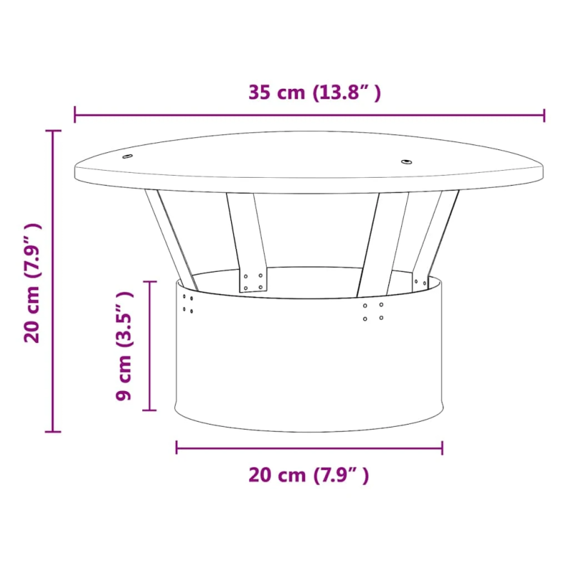 vidaXL Lietus vāks skurstenim Sudraba 35 x 35 x 20 cm