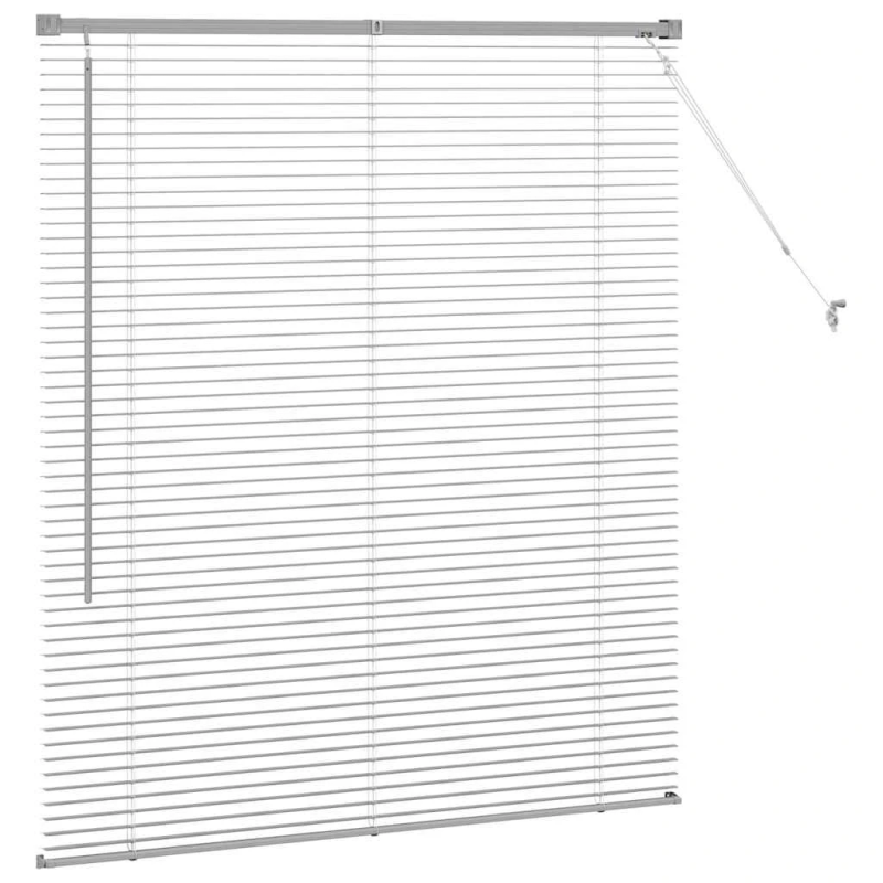 vidaXL Logu žalūzija ar aizkariem Sudraba Alumīnijs