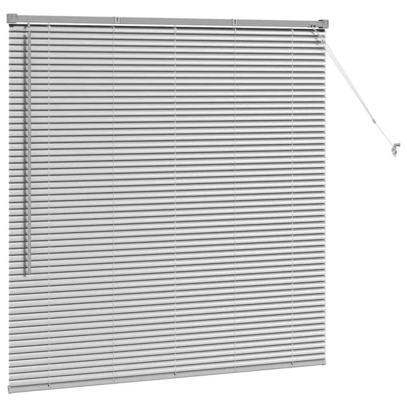 vidaXL Logu žalūzija ar aizkariem Sudraba Alumīnijs