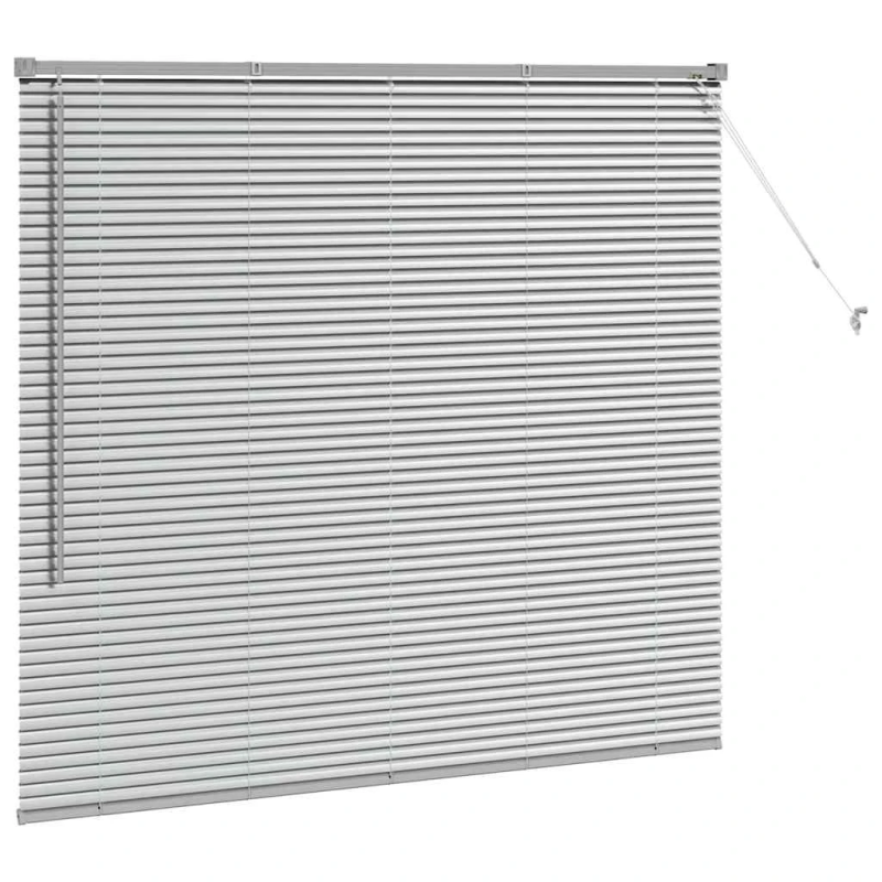 vidaXL Logu žalūzija ar aizkariem Sudraba Alumīnijs