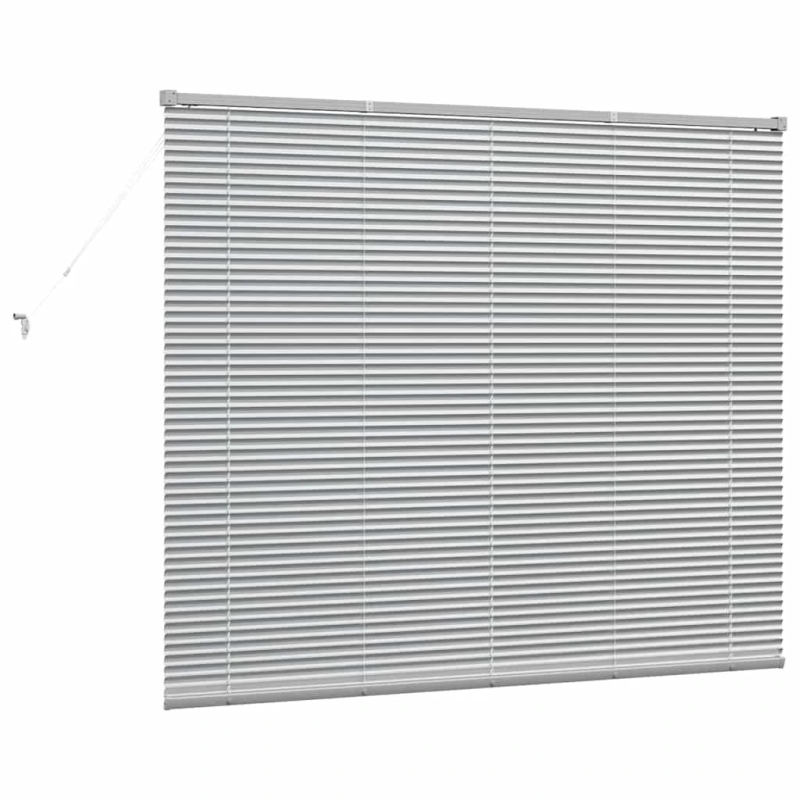 vidaXL Logu žalūzija ar aizkariem Sudraba Alumīnijs