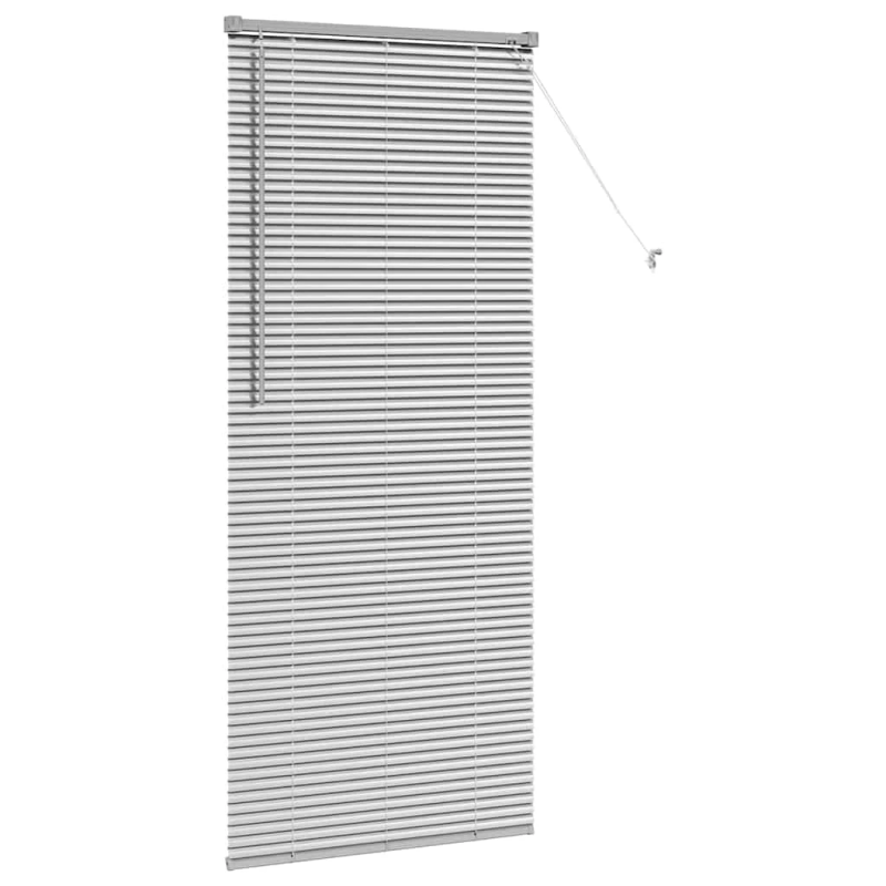 vidaXL Logu žalūzija ar aizkariem Sudraba Alumīnijs