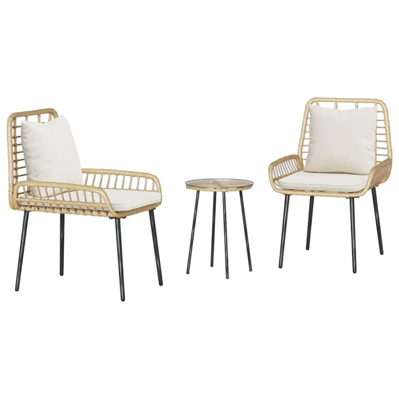 vidaXL Dārza ēdamgalds 3 pcs Brūns un Krēma poliratāns