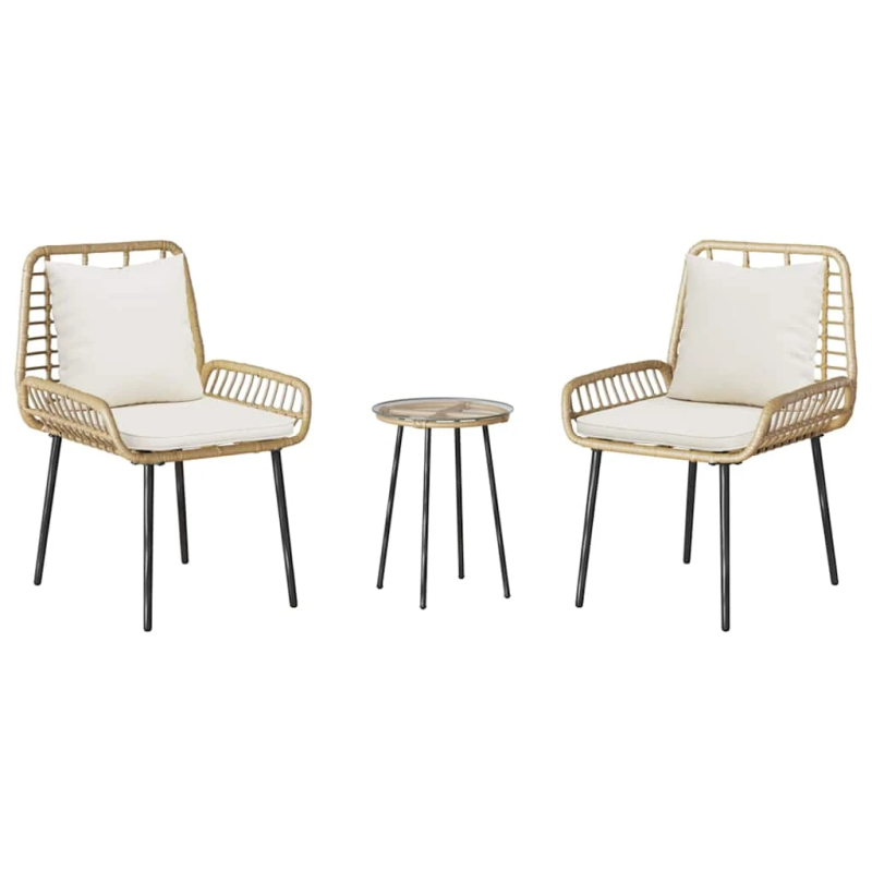 vidaXL Dārza ēdamgalds 3 pcs Brūns un Krēma poliratāns