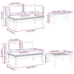 vidaXL Dārza dīvānu komplekts 4 pcs Brūna un pelēka