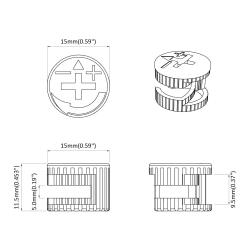 vidaXL Kameru bloķēšanas uzgriežņi 2 pcs Sudraba 15 x 11,5 mm Tērauds