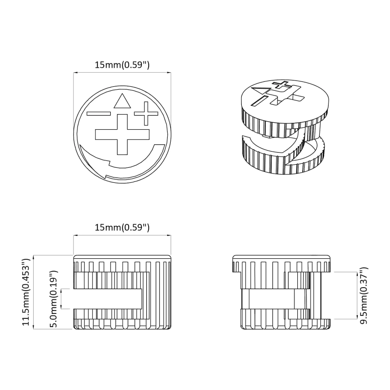 vidaXL Kameru bloķēšanas uzgriežņi 2 pcs Sudraba 15 x 11,5 mm Tērauds