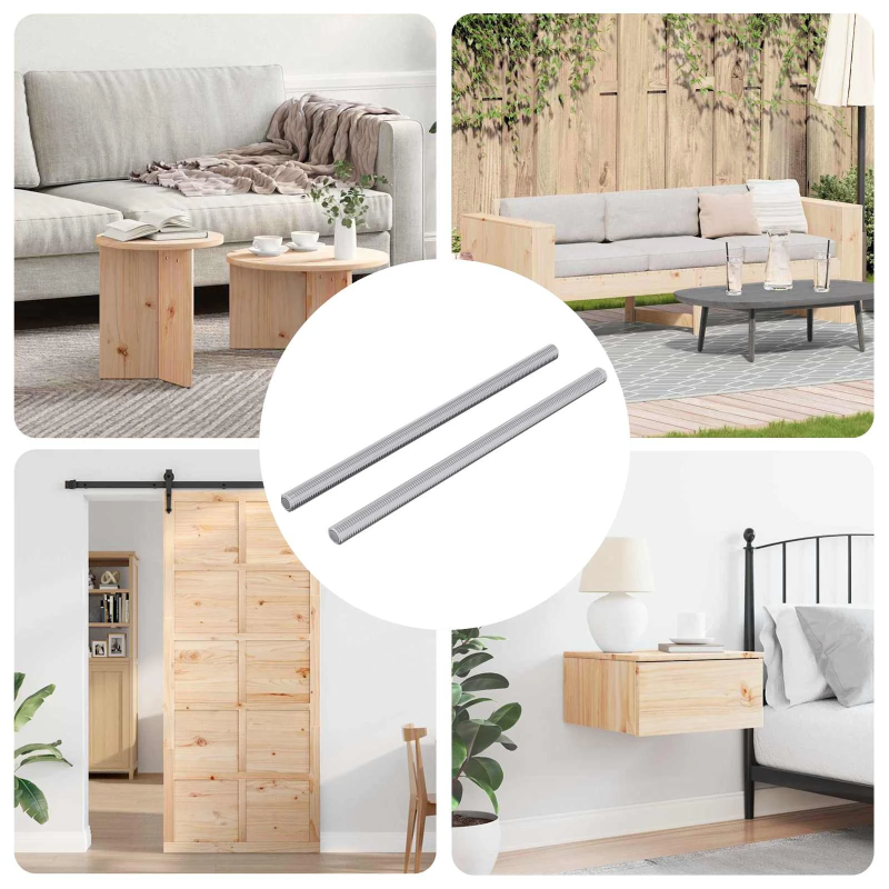 vidaXL Vītņu stieņi 2 pcs Sudraba