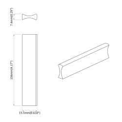 vidaXL Rokturi 973 pcs Melna 106 x 7,4 x 15,5 mm Alumīnijs