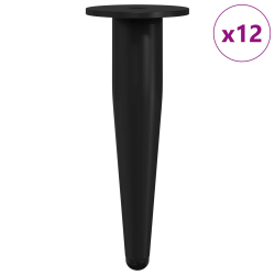 vidaXL Mēbeļu kājas 12 pcs Melna DIA 40 x 98 mm Dzelzs