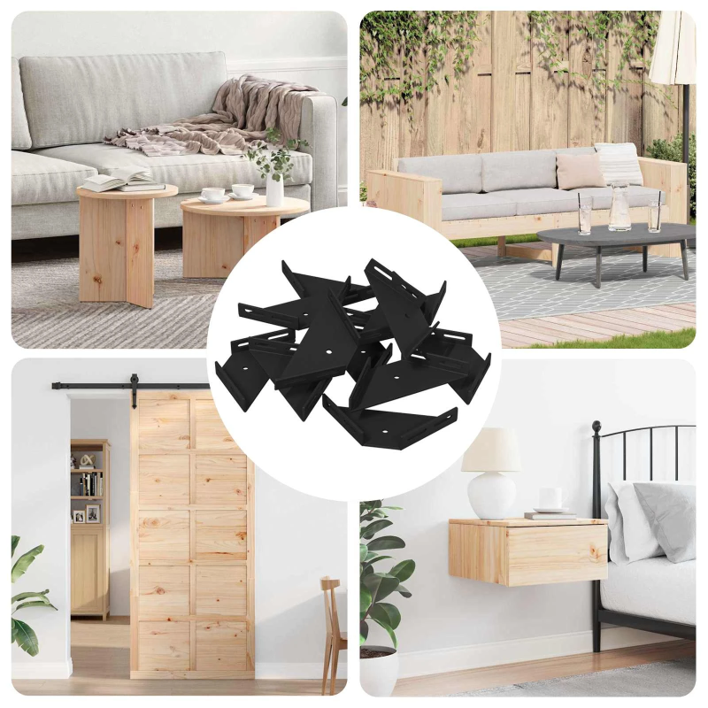 vidaXL Stūra kronšteins 12 pcs Melna 138,5 x 50,5 x 16 mm Dzelzs