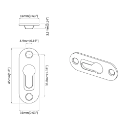 vidaXL Atslēgas cauruma pakaramais 12 pcs Sudraba 45 x 16 x 3.5 mm