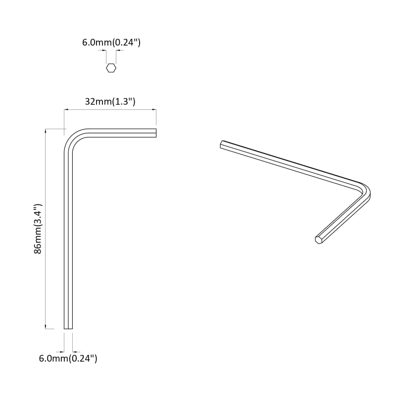 vidaXL Sešu stūru atslēga 12 pcs Sudraba 32 x 86 mm Tērauds