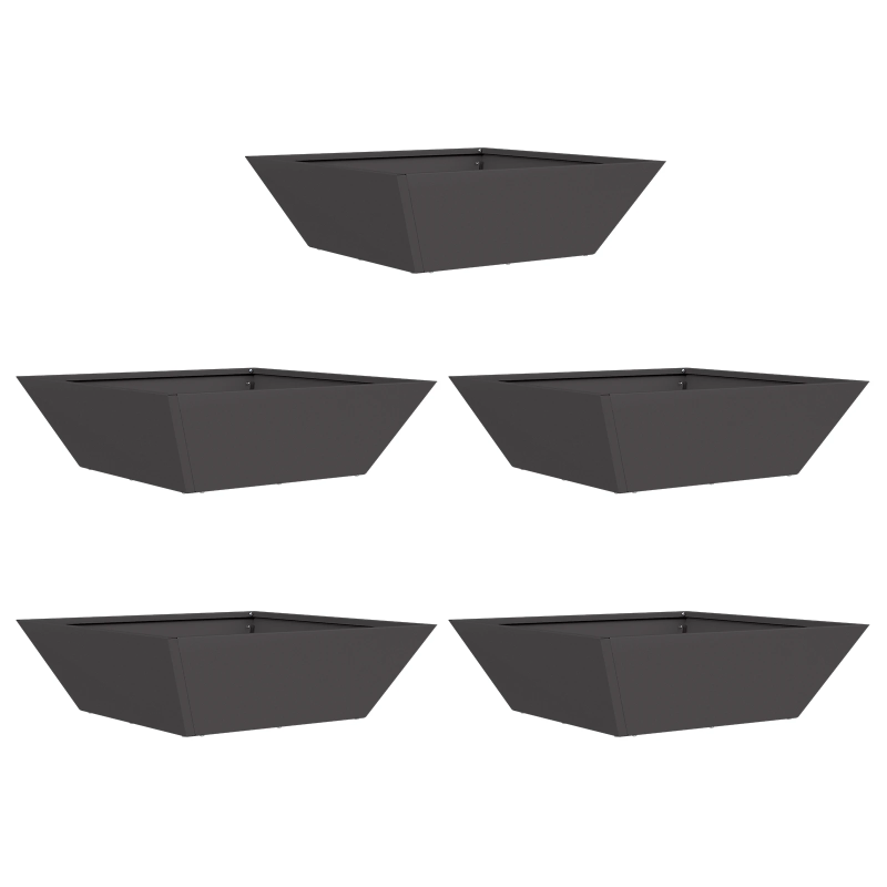 vidaXL Dārza stādītājs 5 pcs Melna 50 x 50 x 15 cm