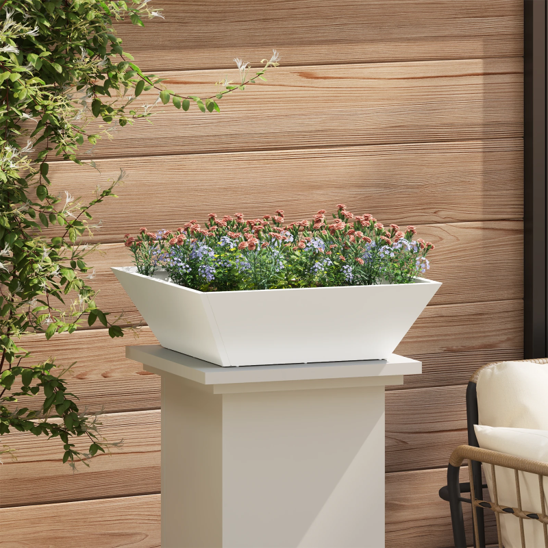 vidaXL Dārza stādītājs Balts 50 x 50 x 15 cm Auksti velmēta tērauds