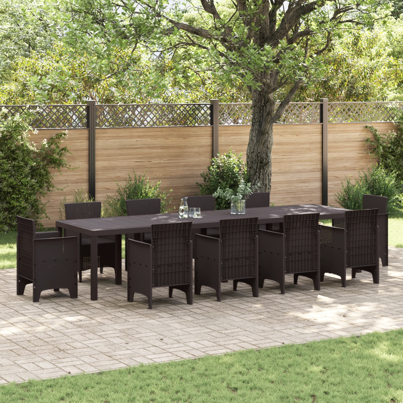 vidaXL Dārza ēdamais galds Brūna 350 x 100 x 73 cm poliratāns