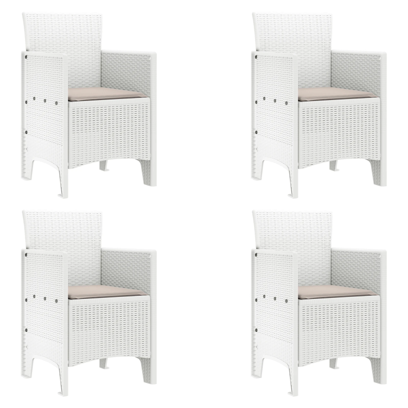 vidaXL Dārza ēdamgalds 5 pcs Balts Polt rattan