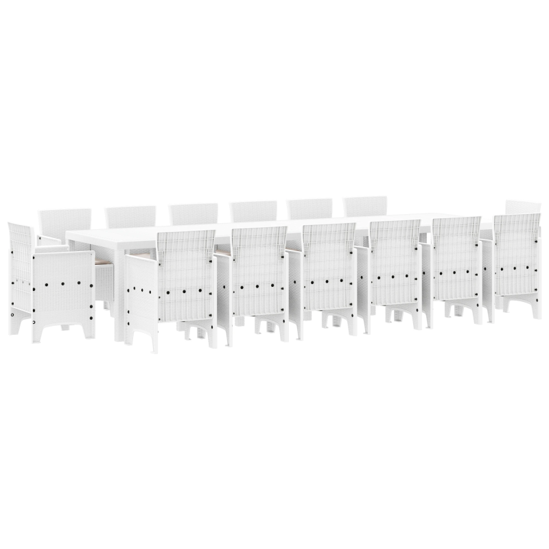 vidaXL Dārza ēdamgalds 15 pcs Balts Polt rattan
