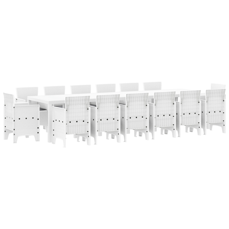 vidaXL Dārza ēdamgalds 15 pcs Balts Polt rattan