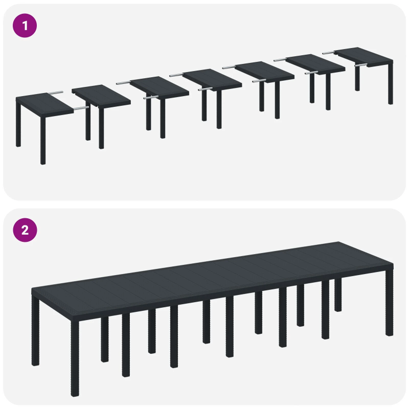 vidaXL Dārza ēdamgalds 15 pcs Balts Polt rattan