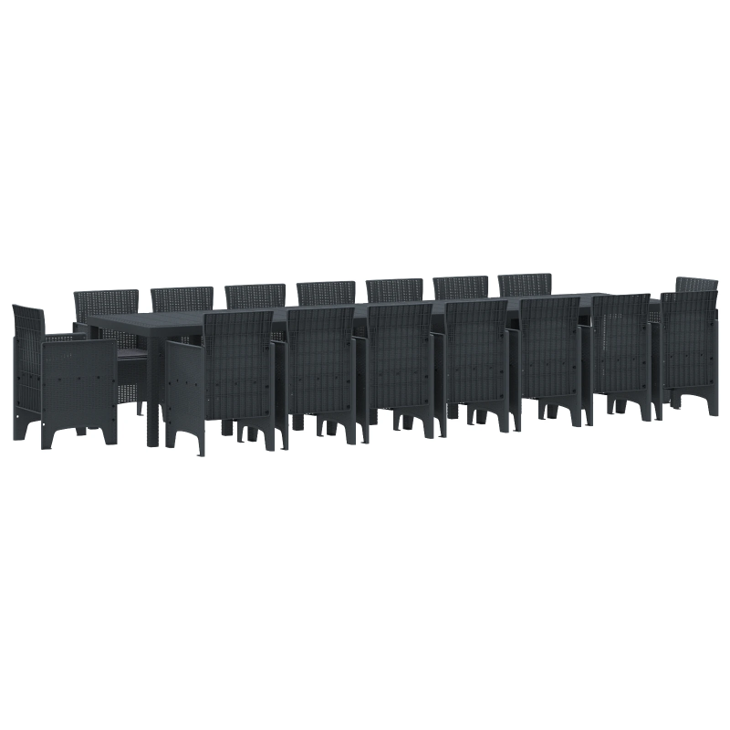 vidaXL Dārza ēdamkomplekts ar spilveniem 17 pcs Antracīts PP