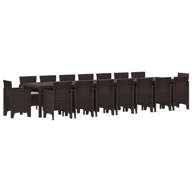 vidaXL Dārza ēdamkomplekts ar spilveniem ar spilvenu 17 pcs Brūna PP