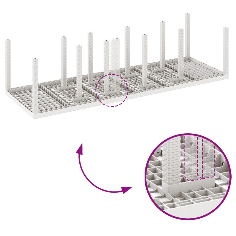 vidaXL Dārza ēdamgalds 11 pcs Balts Poli rattan un Alumīnijs