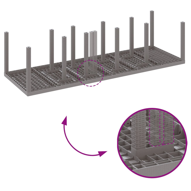 vidaXL Dārza ēdamgalds 11 pcs Gaiši pelēka Rattan un Alumīnijs