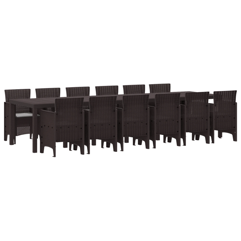 vidaXL Dārza ēdamgalds 13 pcs Brūna Polt rattan