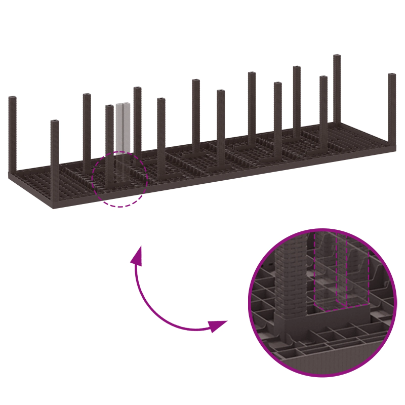 vidaXL Dārza ēdamgalds 13 pcs Brūna Polt rattan