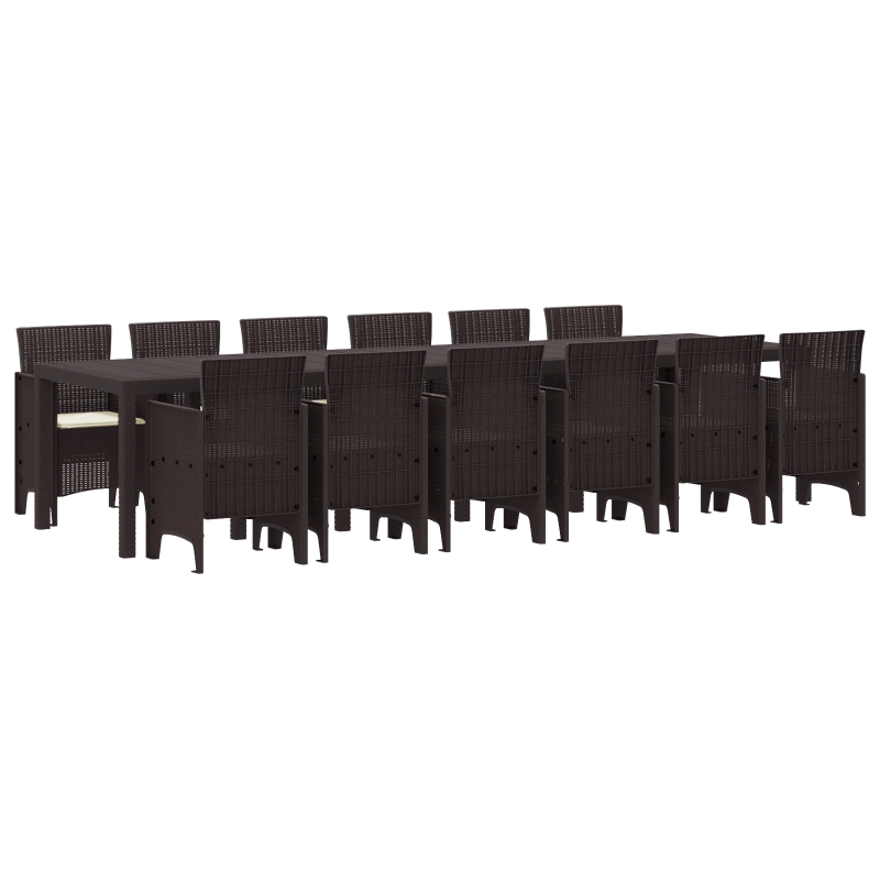 vidaXL Dārza ēdamgalds 13 pcs Brūna Polt rattan