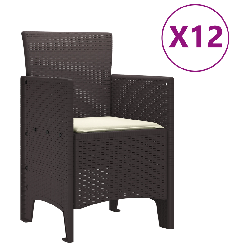 vidaXL Dārza ēdamgalds 13 pcs Brūna Polt rattan