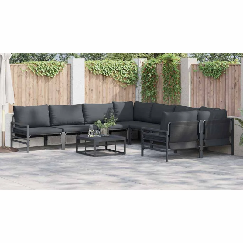 vidaXL Dārza dīvānu komplekts ar spilvenu Antracīta Tērauds