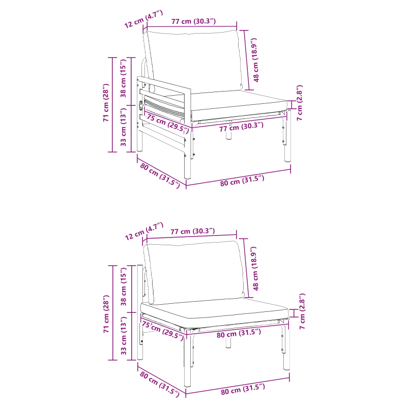 vidaXL Dārza dīvānu komplekts ar spilvenu 7 pcs Melna Tērauds