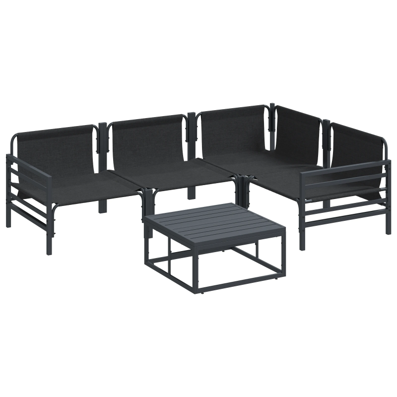 vidaXL Dārza dīvānu komplekts ar spilvenu 6 pcs Antracīts Tērauds