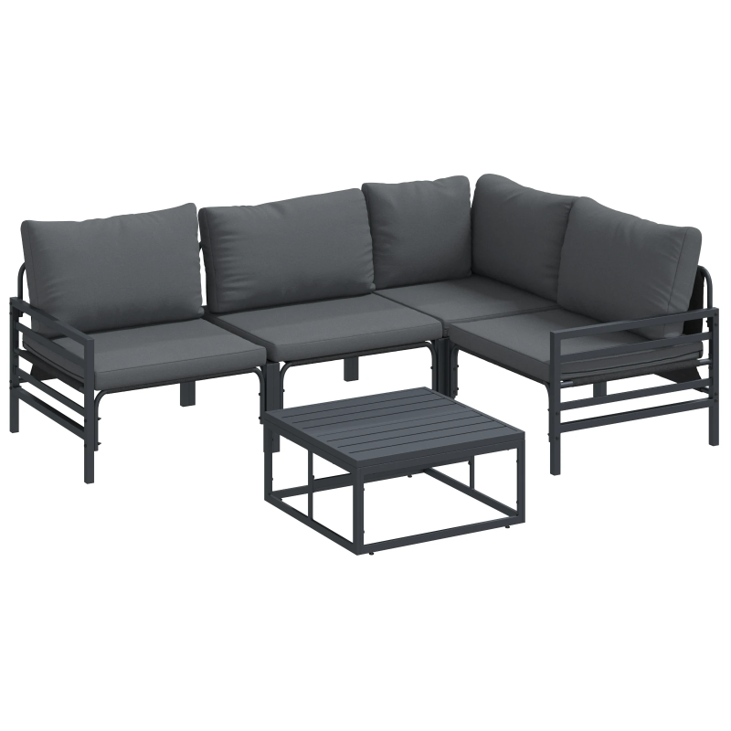 vidaXL Dārza dīvānu komplekts ar spilvenu 6 pcs Antracīts Tērauds