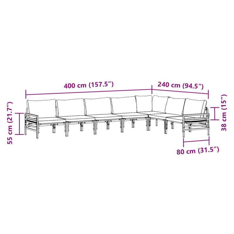vidaXL Dārza dīvānu komplekts ar spilvenu 7 pcs Melna Tērauds