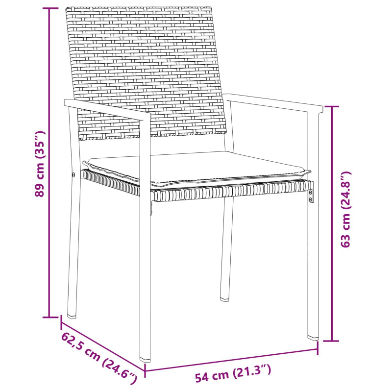 vidaXL Dārza ēdamgalds 3 pcs Melna Poliūtu rotangpalma