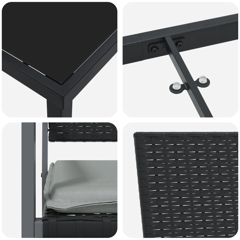 vidaXL Dārza ēdamgalds 3 pcs Melna Poliūtu rotangpalma