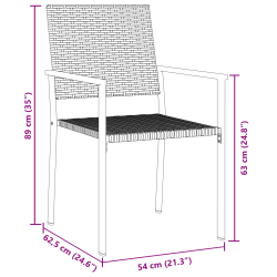 vidaXL Dārza ēdamgalds 7 pcs Melna PE ratan