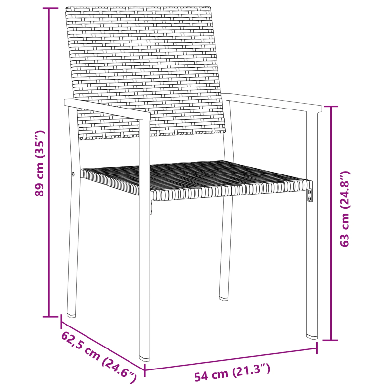 vidaXL Dārza ēdamgalds 7 pcs Melna PE ratan
