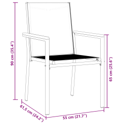 vidaXL Dārza ēdamgalds 5 pcs Melna Pulverkrāsots tērauds