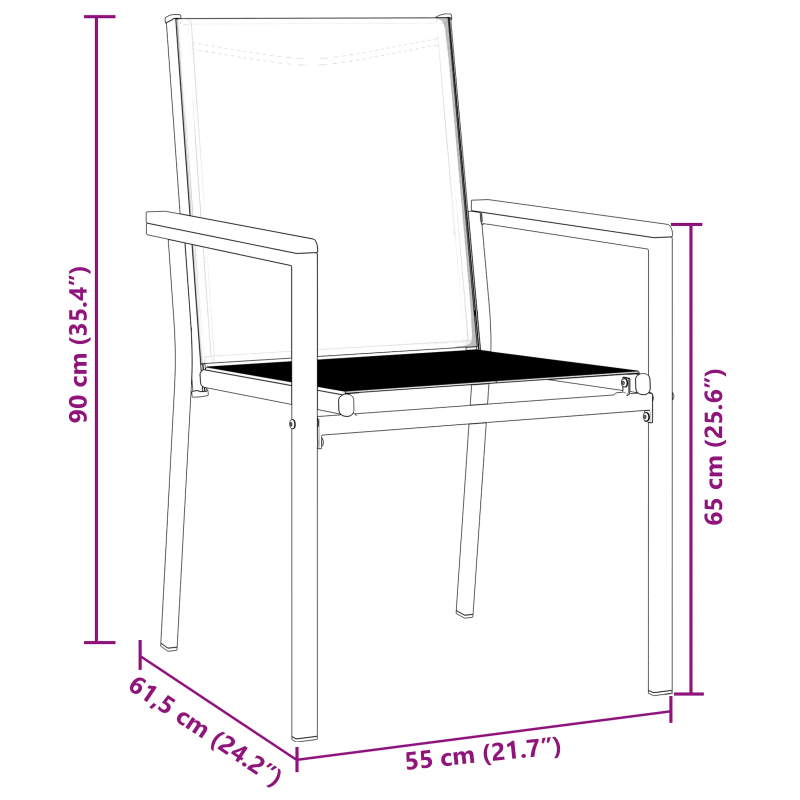 vidaXL Dārza ēdamgalds 5 pcs Melna Pulverkrāsots tērauds