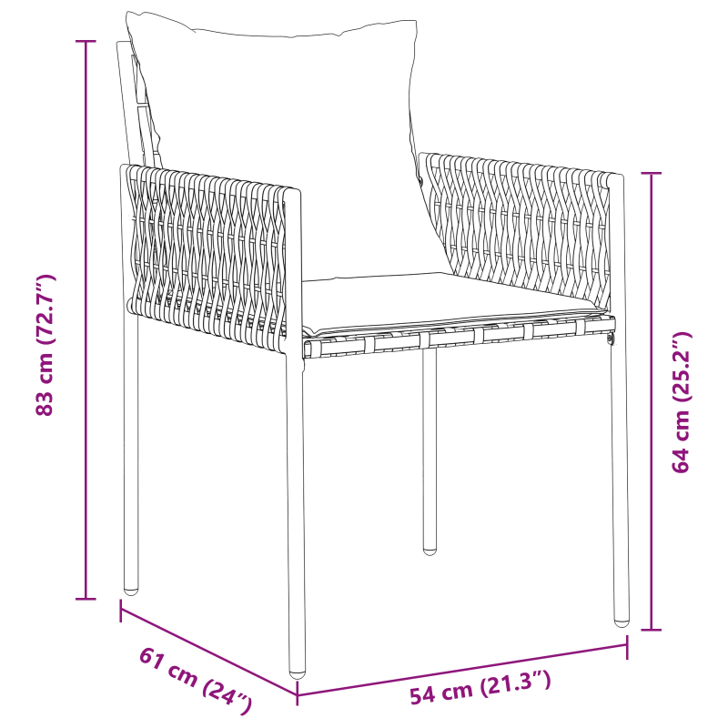 vidaXL Dārza ēdamgalds 7 pcs Brūns un melns PE ratan