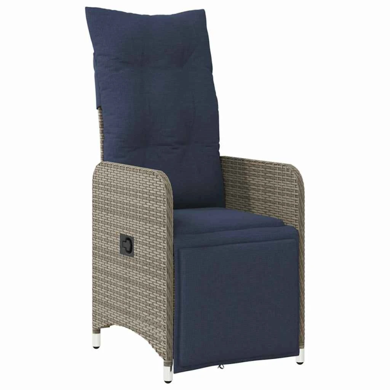 vidaXL Galda un krēslu komplekts ar spilvenu 3 pcs Pelēka PE ratan