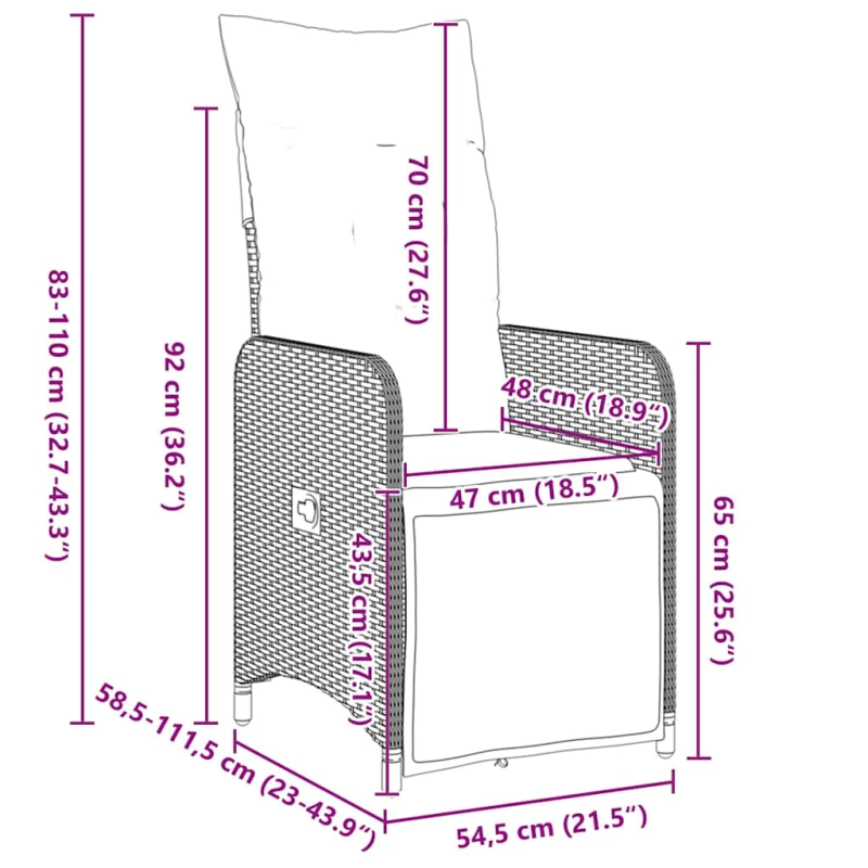 vidaXL Galda un krēslu komplekts ar spilvenu 5 pcs Pelēka PE ratan