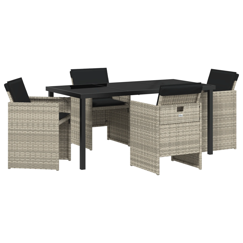 vidaXL Dārza ēdamgalds 5 pcs Gaiši pelēks poliratāns