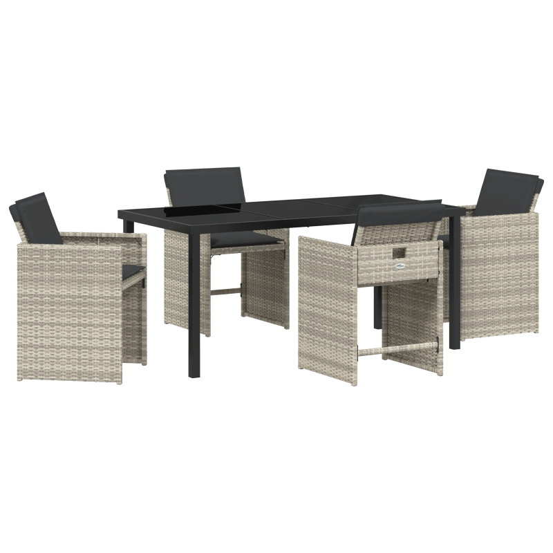 vidaXL Dārza ēdamgalds 5 pcs Gaiši pelēks poliratāns